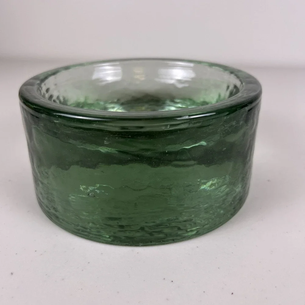 Pottery Barn recycled glass pillar holder Mexican Glass READ
